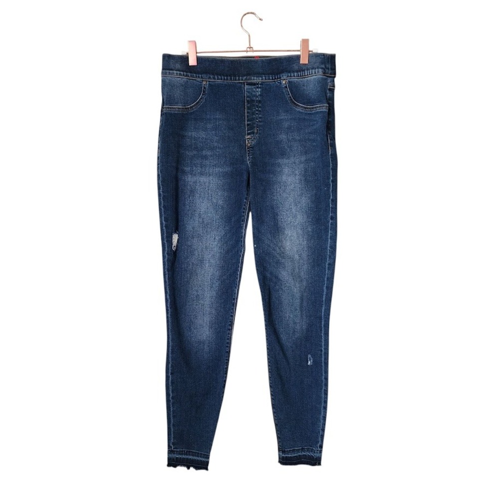 SPANX Distressed Denim Jeggings Pull‎ On Skinny Jeans Medium Wash Size L